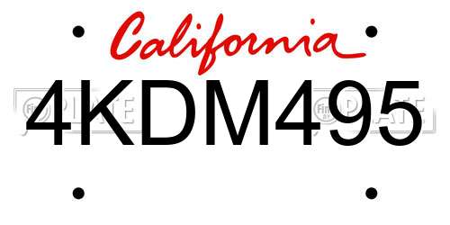4KDM495 California License Plate