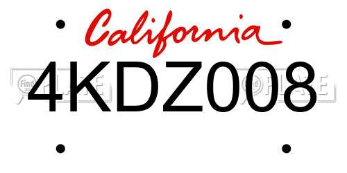 4KDZ008 California License Plate