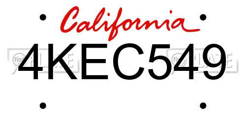4KEC549 California License Plate