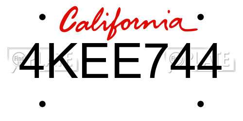 4KEE744 California License Plate