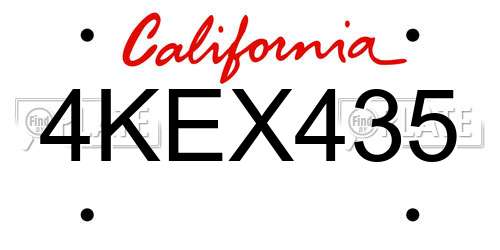 4KEX435 California License Plate
