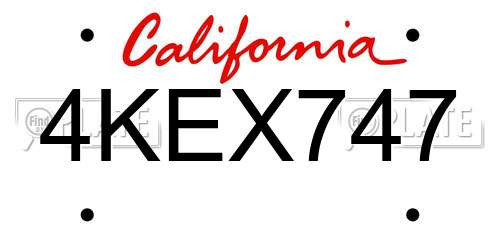 4KEX747 California License Plate