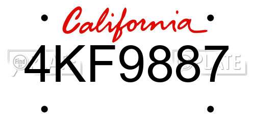 4KF9887 California License Plate