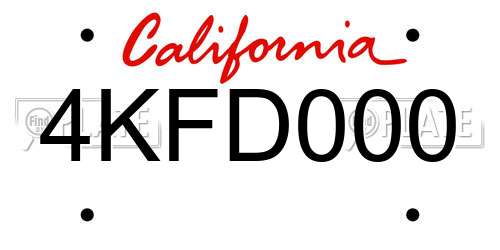 4KFD000 California License Plate