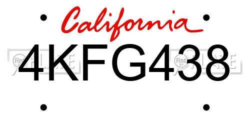 4KFG438 California License Plate