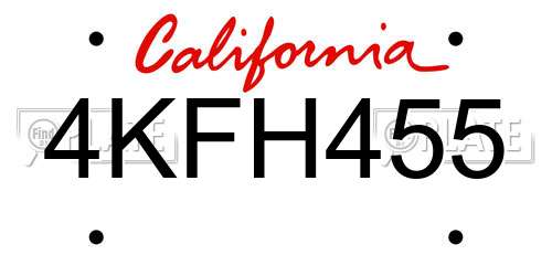 4KFH455 California License Plate