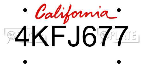 4KFJ677 California License Plate