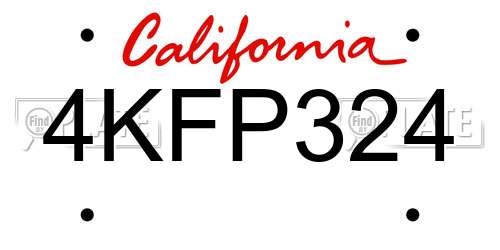 4KFP324 California License Plate