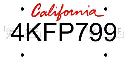 4KFP799 California License Plate
