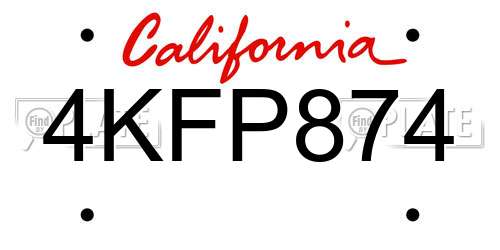 4KFP874 California License Plate