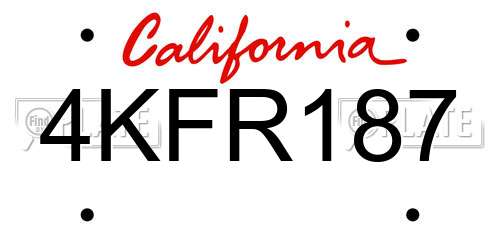 4KFR187 California License Plate
