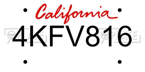 4KFV816 California License Plate