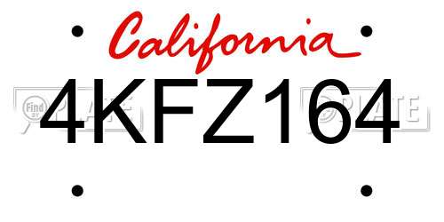 4KFZ164 California License Plate