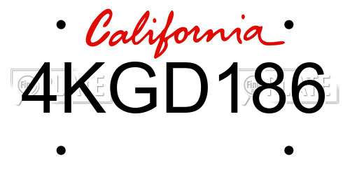 4KGD186 California License Plate