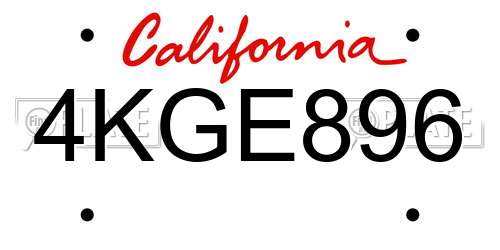 4KGE896 California License Plate