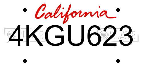 4KGU623 California License Plate