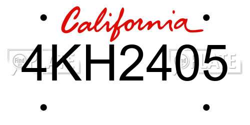 4KH2405 California License Plate