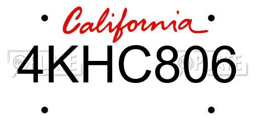 4KHC806 California License Plate