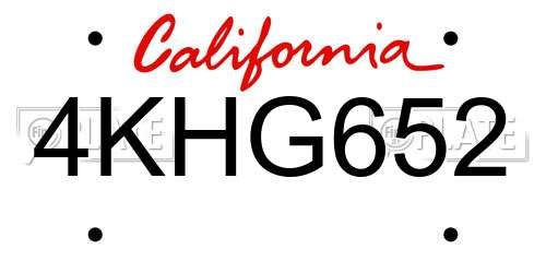 4KHG652 California License Plate