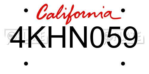 4KHN059 California License Plate