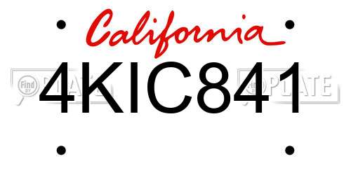 4KIC841 California License Plate