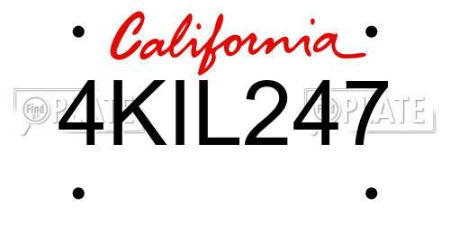 4KIL247 California License Plate