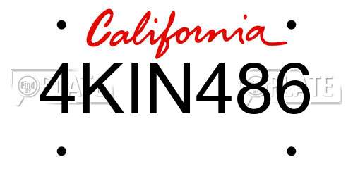 4KIN486 California License Plate