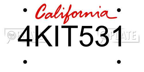 4KIT531 California License Plate