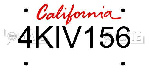 4KIV156 California License Plate