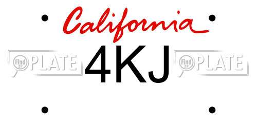 4KJ California License Plate