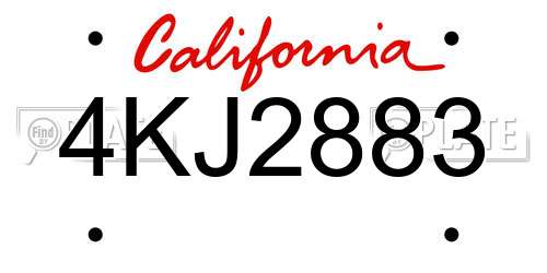4KJ2883 California License Plate