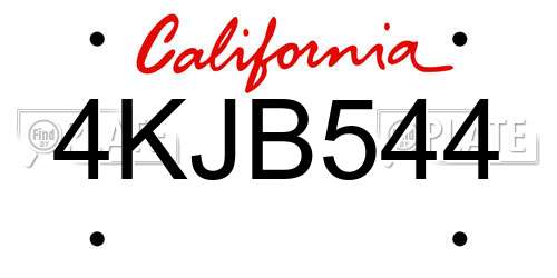 4KJB544 California License Plate