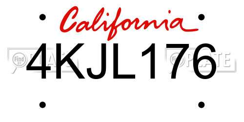 4KJL176 California License Plate