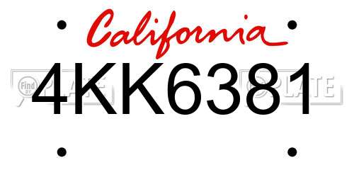 4KK6381 California License Plate