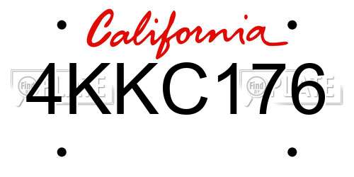 4KKC176 California License Plate