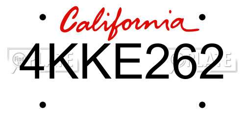 4KKE262 California License Plate