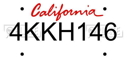 4KKH146 California License Plate