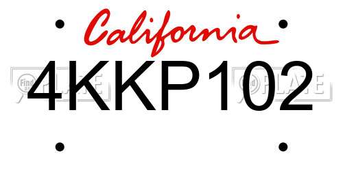 4KKP102 California License Plate