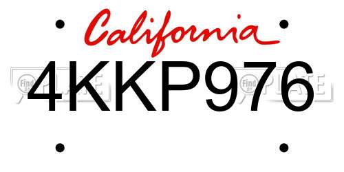 4KKP976 California License Plate