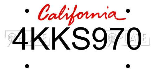 4KKS970 California License Plate