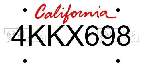 4KKX698 California License Plate