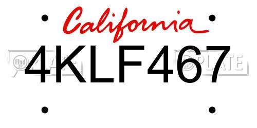 4KLF467 California License Plate