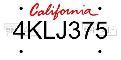 4KLJ375 California License Plate