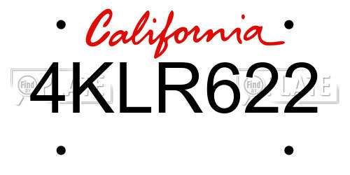 4KLR622 California License Plate
