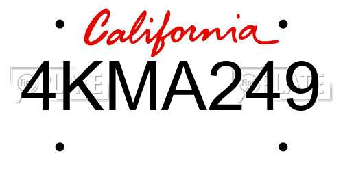 4KMA249 California License Plate