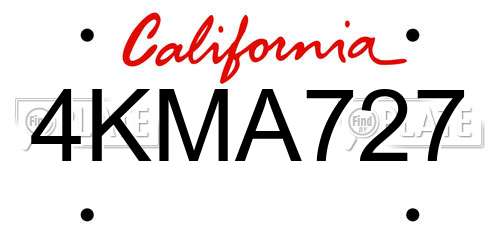 4KMA727 California License Plate