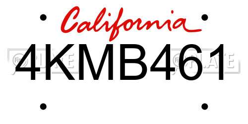 4KMB461 California License Plate