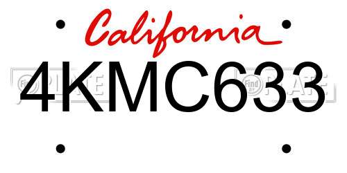 4KMC633 California License Plate