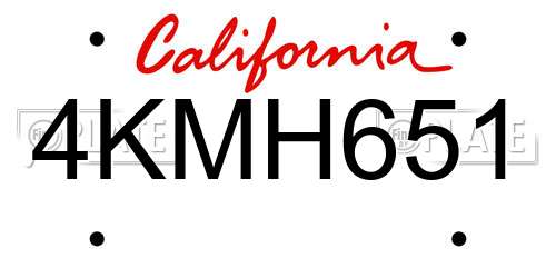 4KMH651 California License Plate