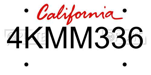 4KMM336 California License Plate